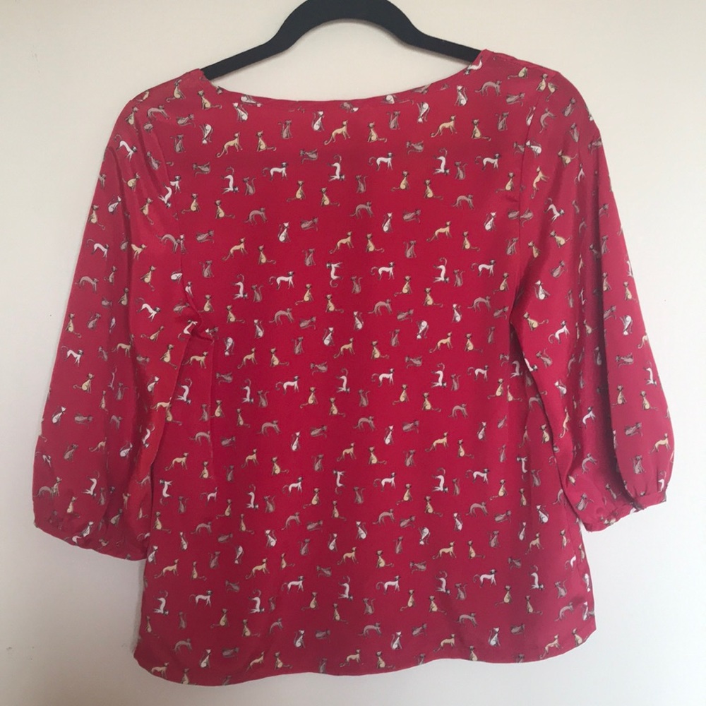 Audrey 3+1 Red Cat Blouse 3/4 Length Sleeves - Picture 4 of 6
